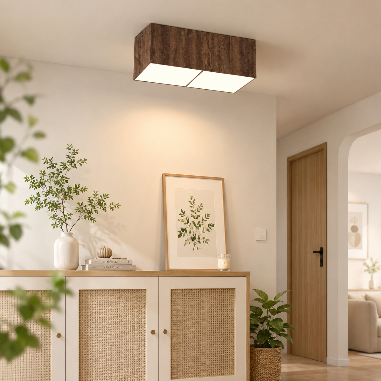 Minimalist Wood Grain LED Ceiling Light | Full Spectrum