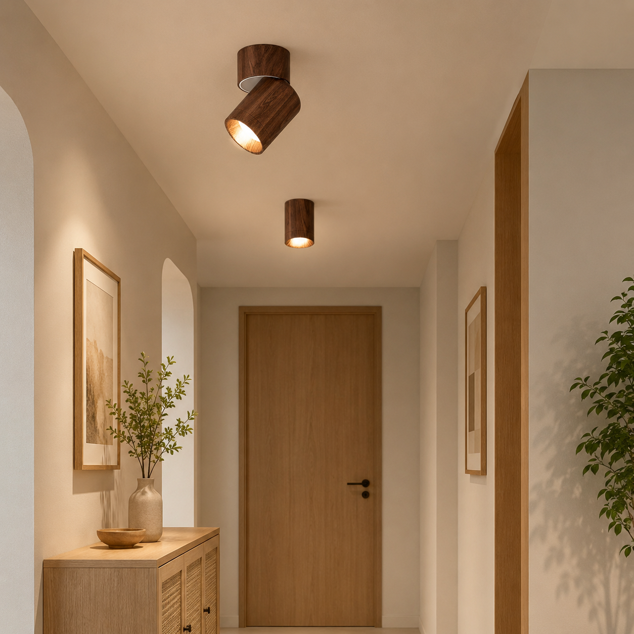 Adjustable Walnut Wood Ceiling Spotlight | Anti-Glare Lighting