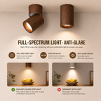 Adjustable Walnut Wood Ceiling Spotlight | Anti-Glare Lighting