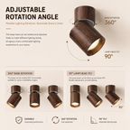 Adjustable Walnut Wood Ceiling Spotlight | Anti-Glare Lighting