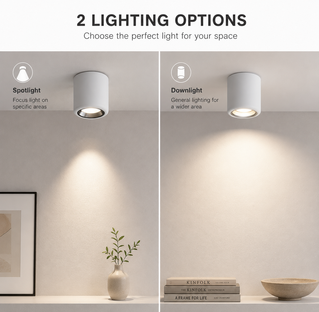 UGR16 Anti-Glare Surface Spotlight | Minimalist No-Main-Light Design