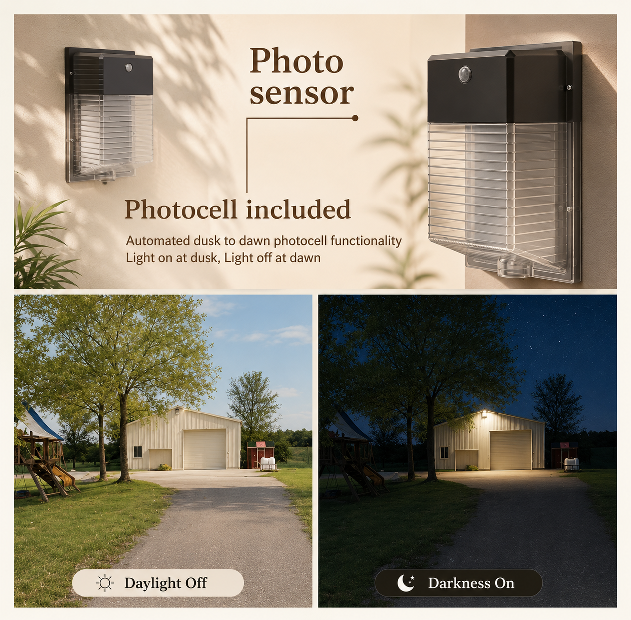 Outdoor LED Wall Pack Security Light with Photocell
