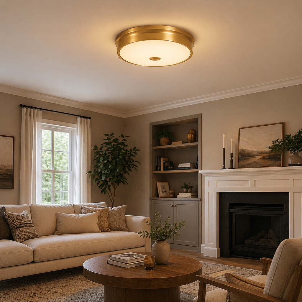 Premium Copper Ceiling Light | Modern Flush Mount LED Fixture