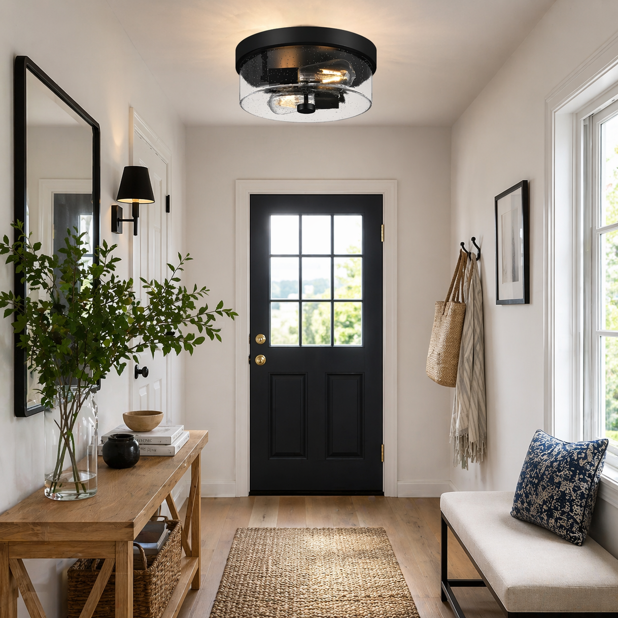 Entryway Ceiling Light Fixture | Modern Farmhouse Flush Mount