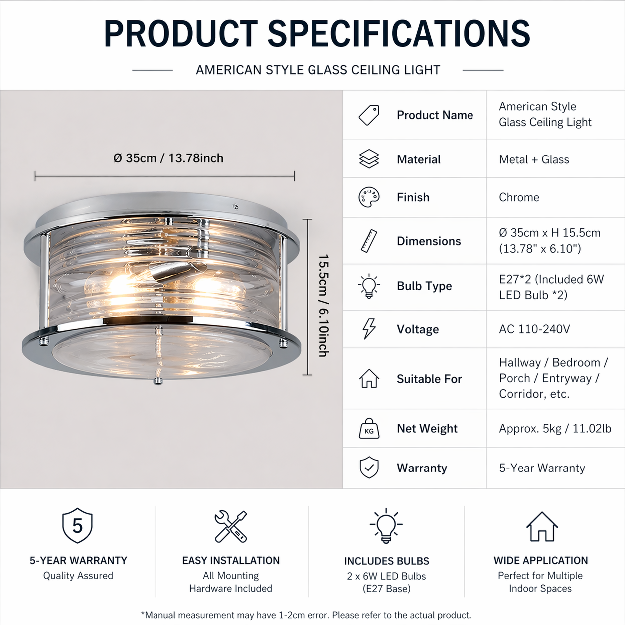 American Glass Surface Mount Ceiling Light
