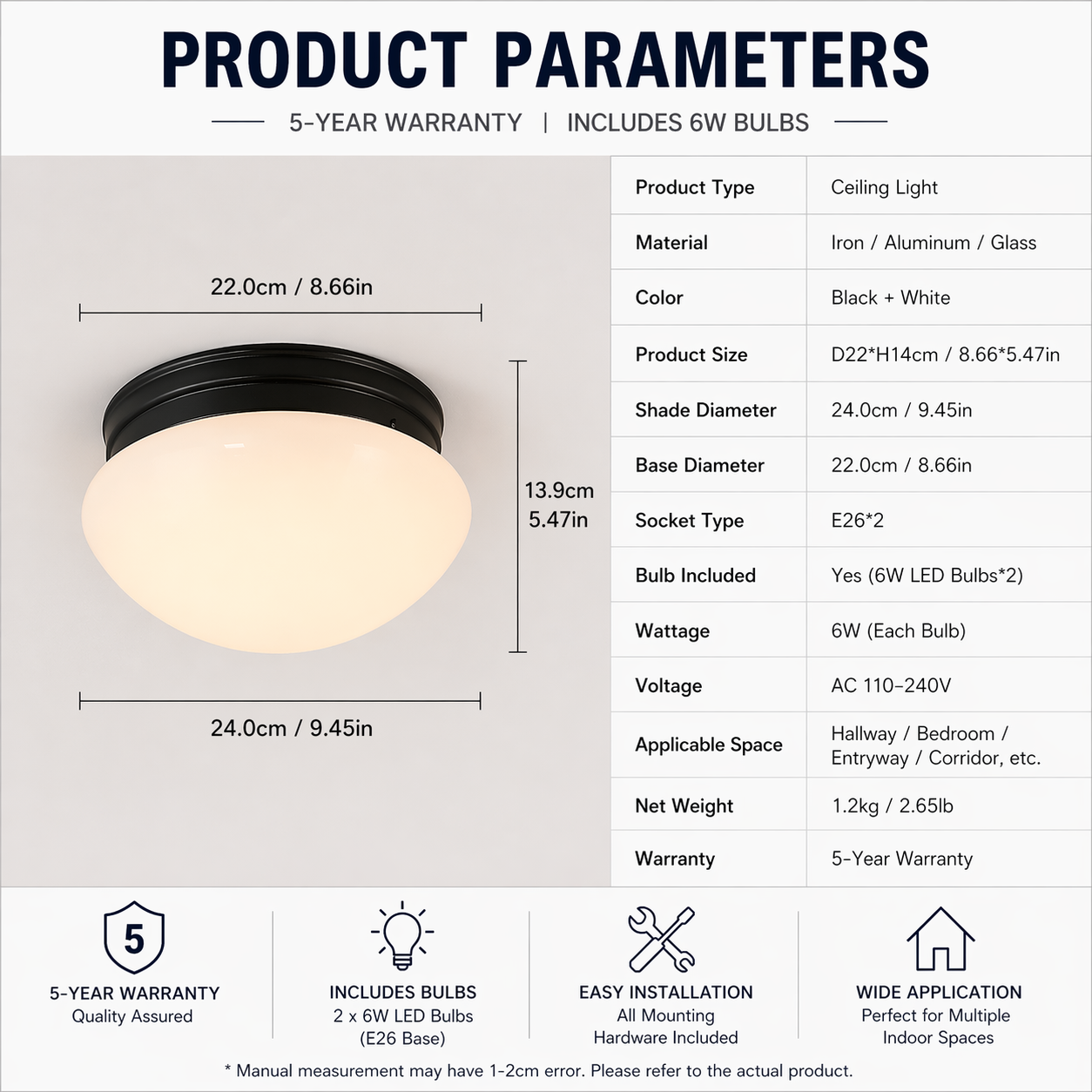 Farmhouse Glass Surface Mount Ceiling Light