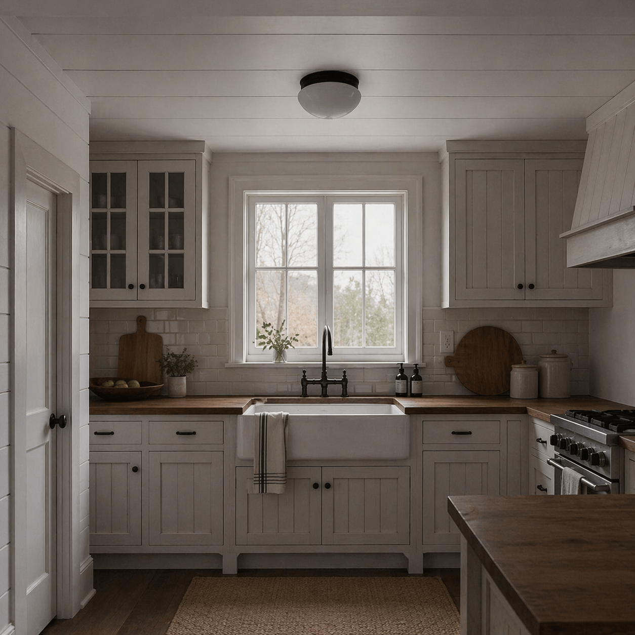 Farmhouse Glass Surface Mount Ceiling Light