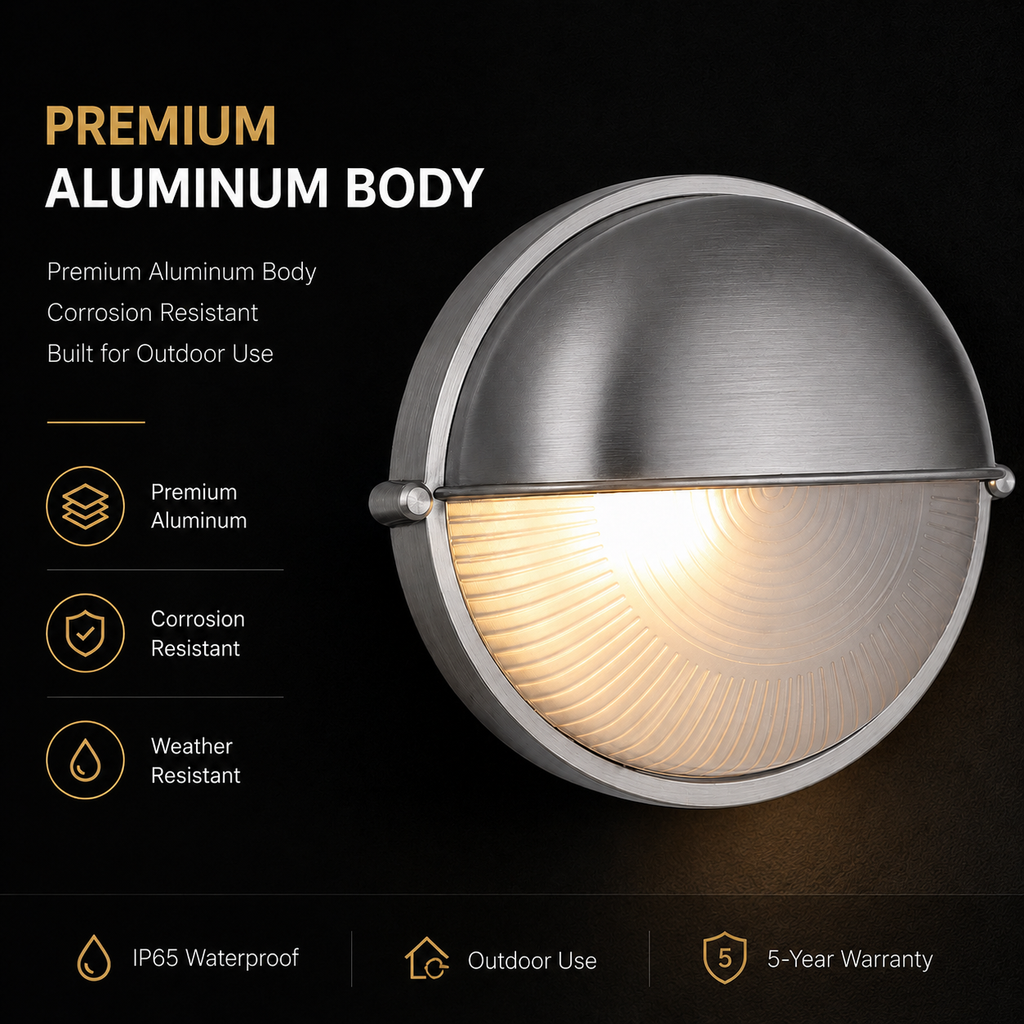 Anti-Rust Aluminum Outdoor Wall Light - Hooded Exterior Sconce