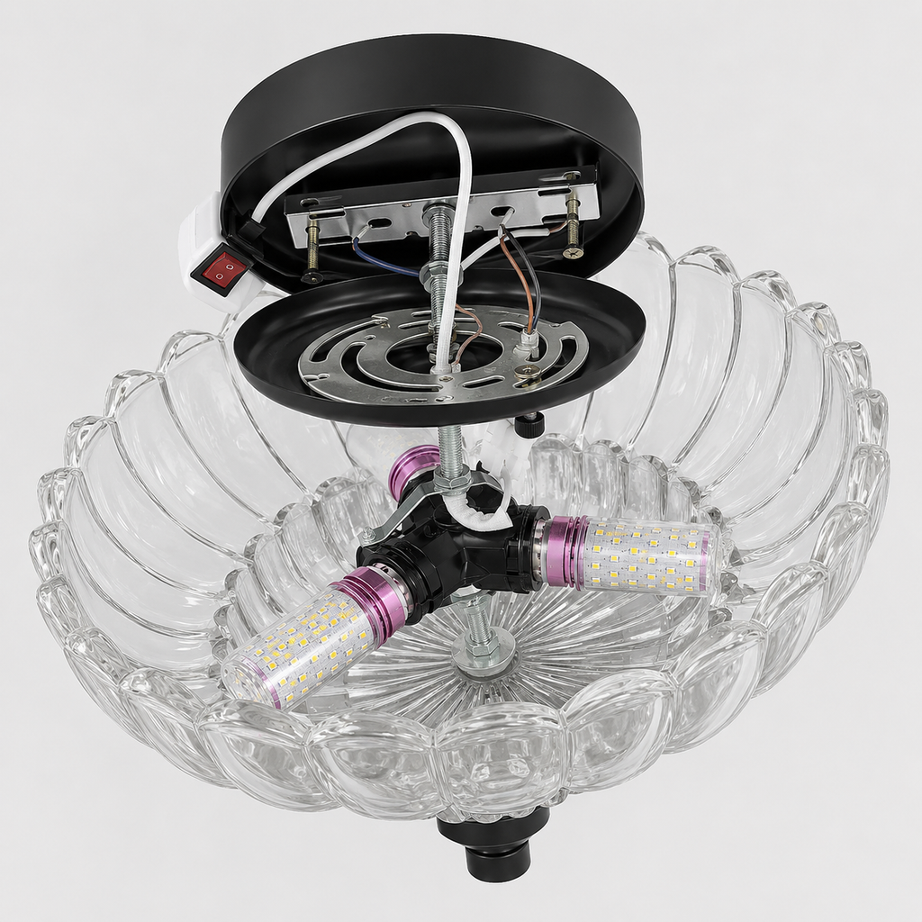 Modern Farmhouse Ceiling Light | Decorative Glass Flush Mount