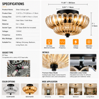 Modern Farmhouse Ceiling Light | Decorative Glass Flush Mount