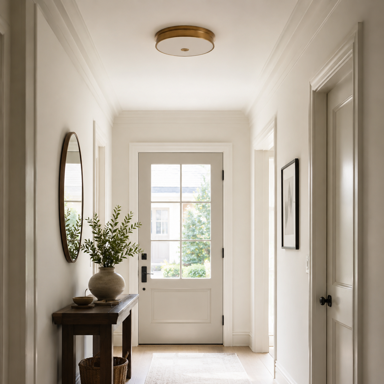 Modern H65 Brass LED Ceiling Light – Flush Mount Fixture for Living Room & Bedroom