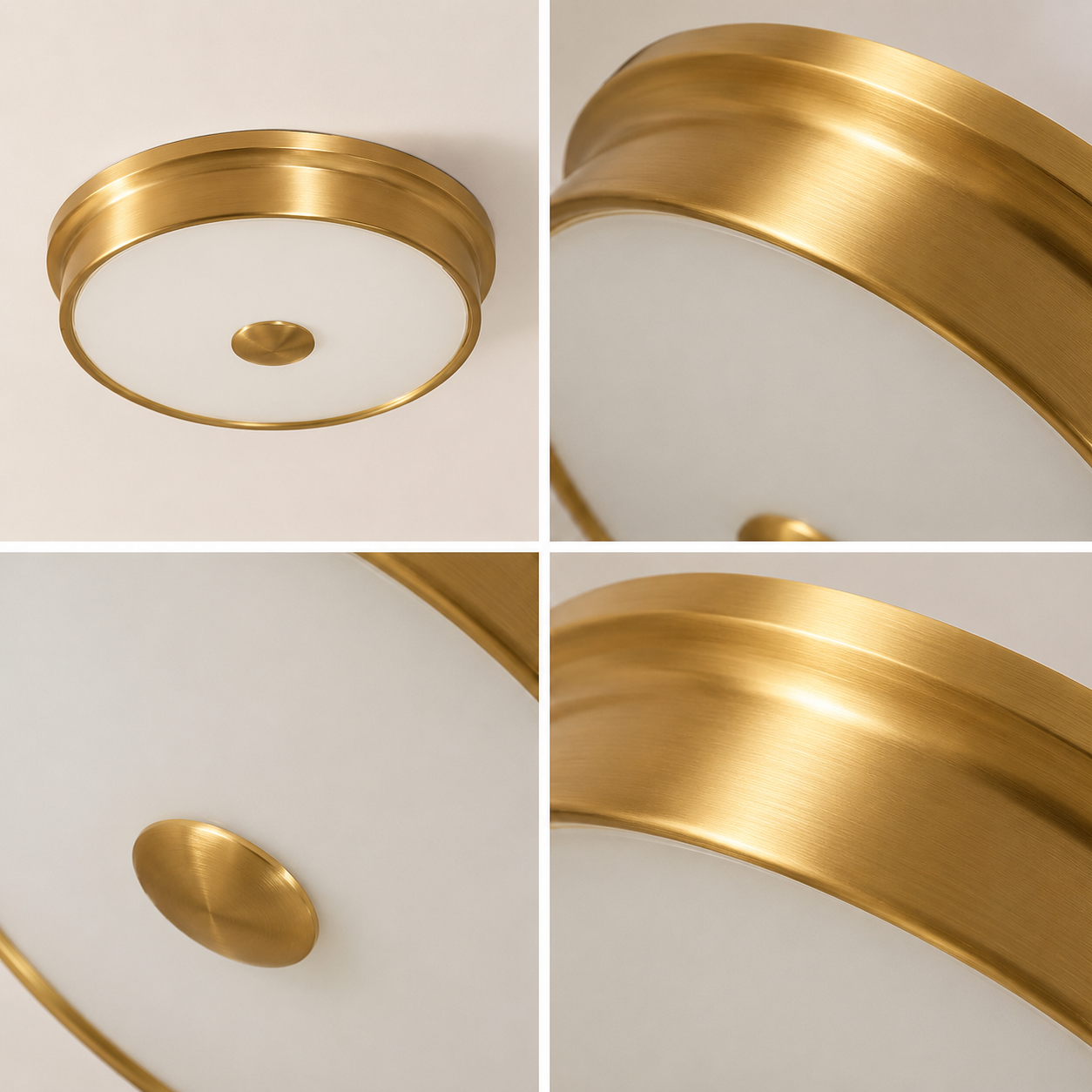 Modern H65 Brass LED Ceiling Light – Flush Mount Fixture for Living Room & Bedroom