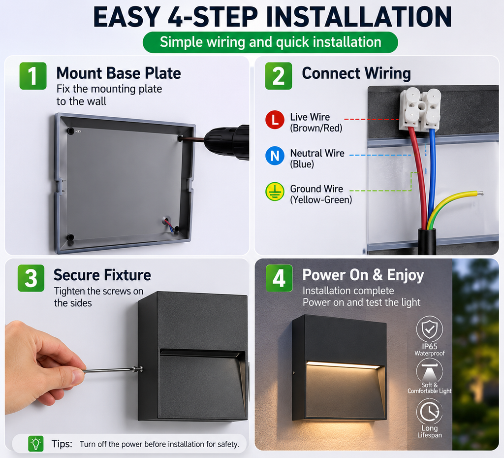 IP65 Waterproof Outdoor LED Wall Light & Step Light