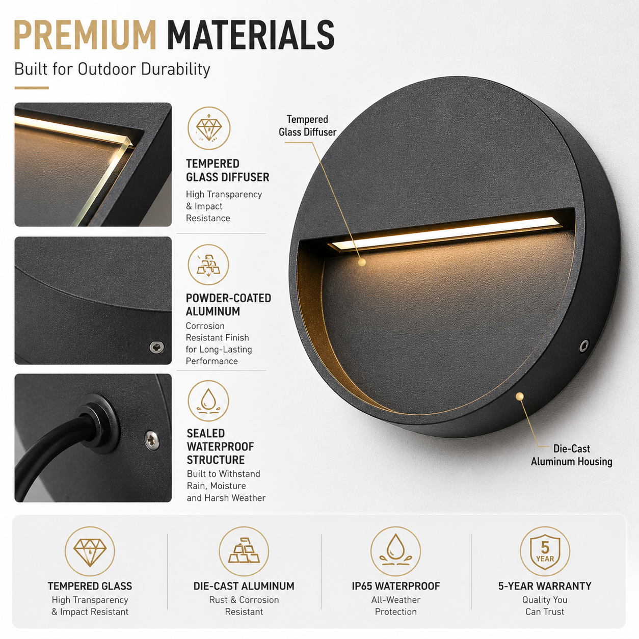 IP65 Waterproof Outdoor LED Wall Light & Step Light