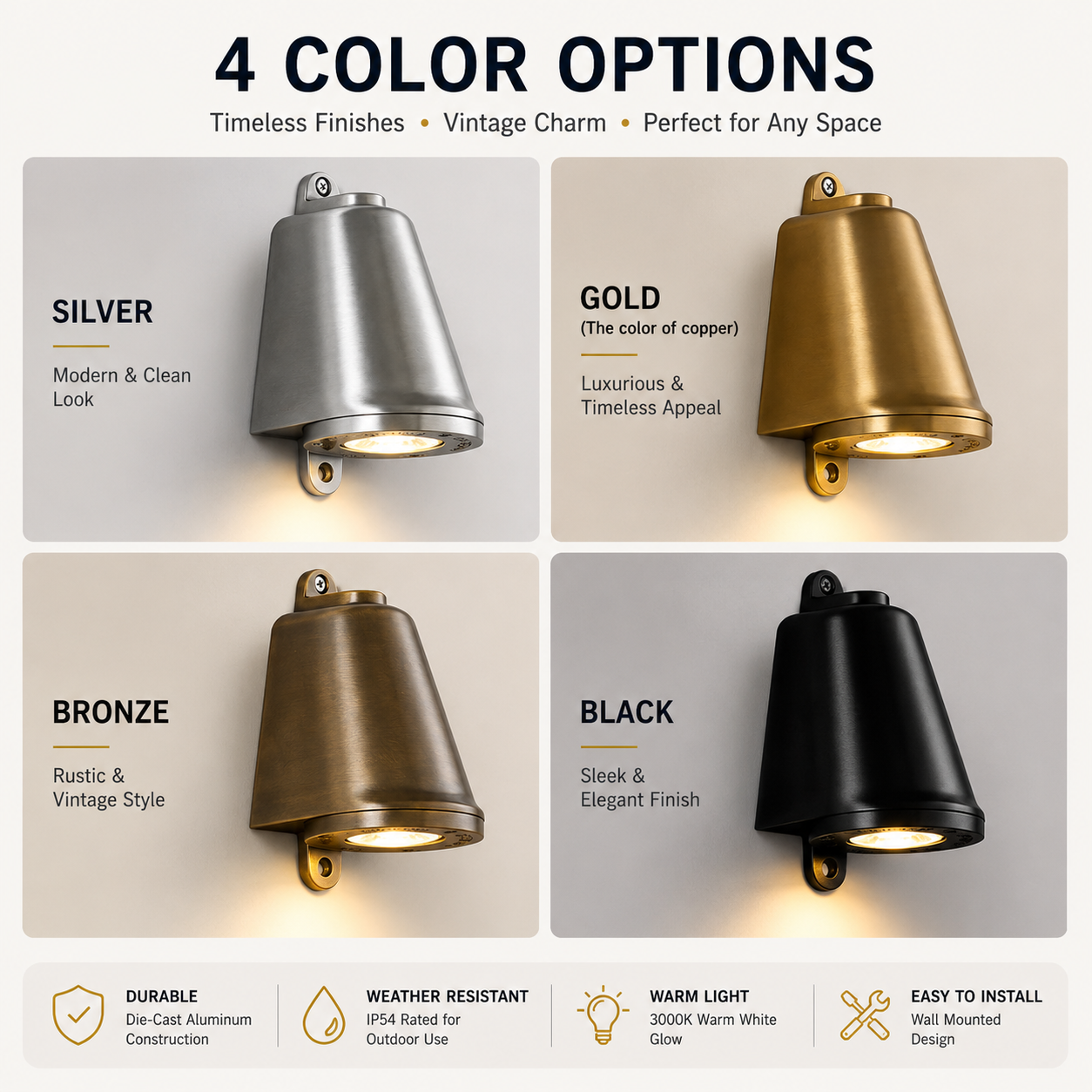 IP54 Waterproof Outdoor Wall Light – 3W Aluminum LED Sconce