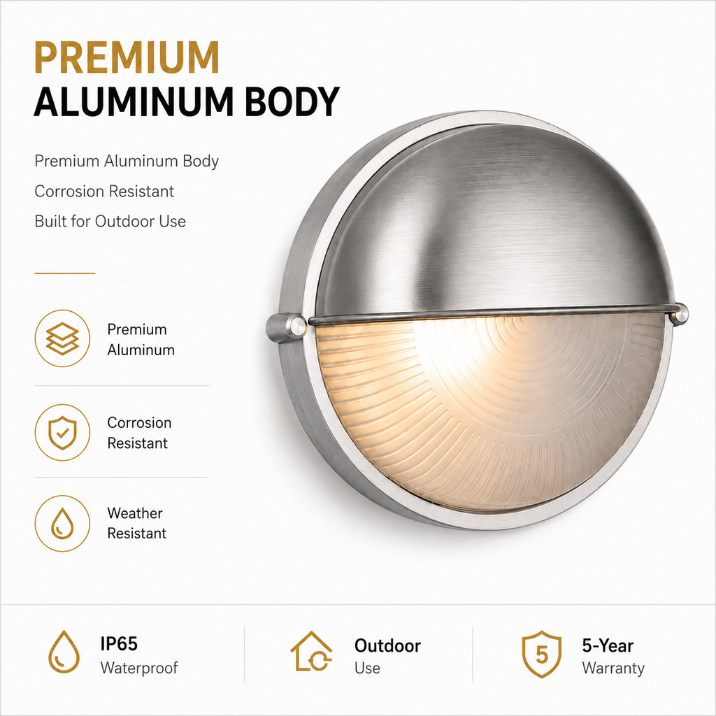 Anti-Rust Aluminum Outdoor Wall Light - Hooded Exterior Sconce