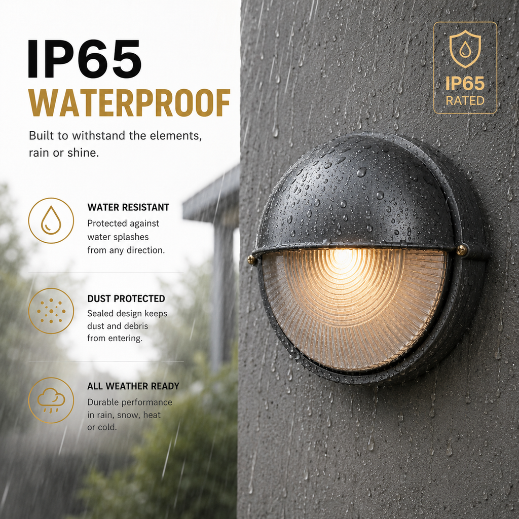 Anti-Rust Aluminum Outdoor Wall Light - Hooded Exterior Sconce