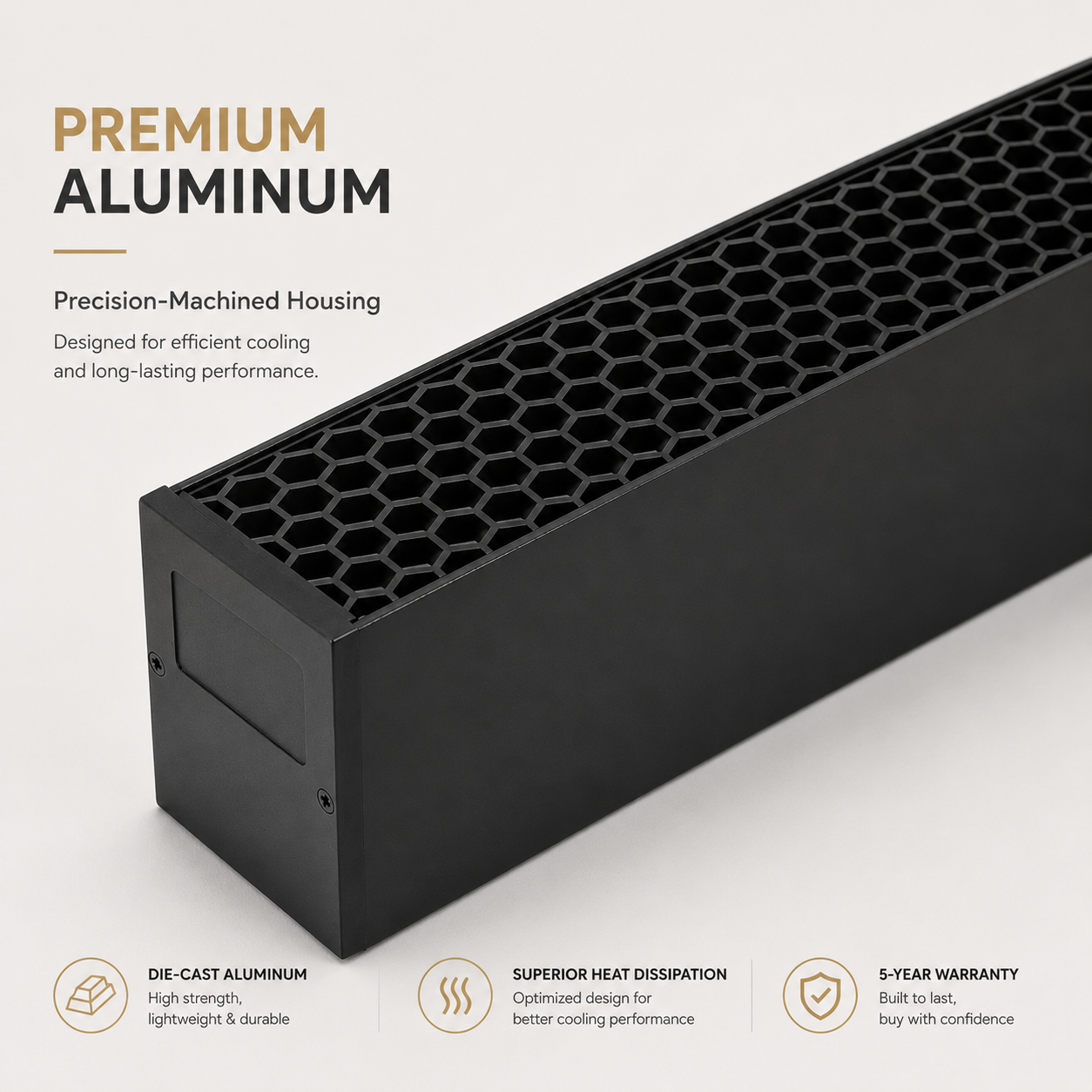 1.2M Linear LED Office Pendant | CRI 97 | Honeycomb Anti-Glare Lamp