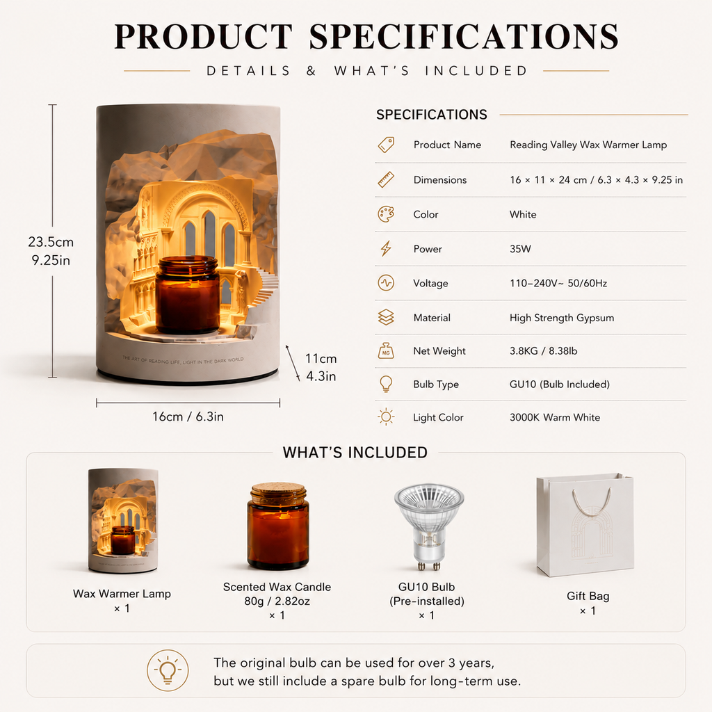 Cave Temple LED Relief Lamp | Architectural Sculpture & Candle Warmer