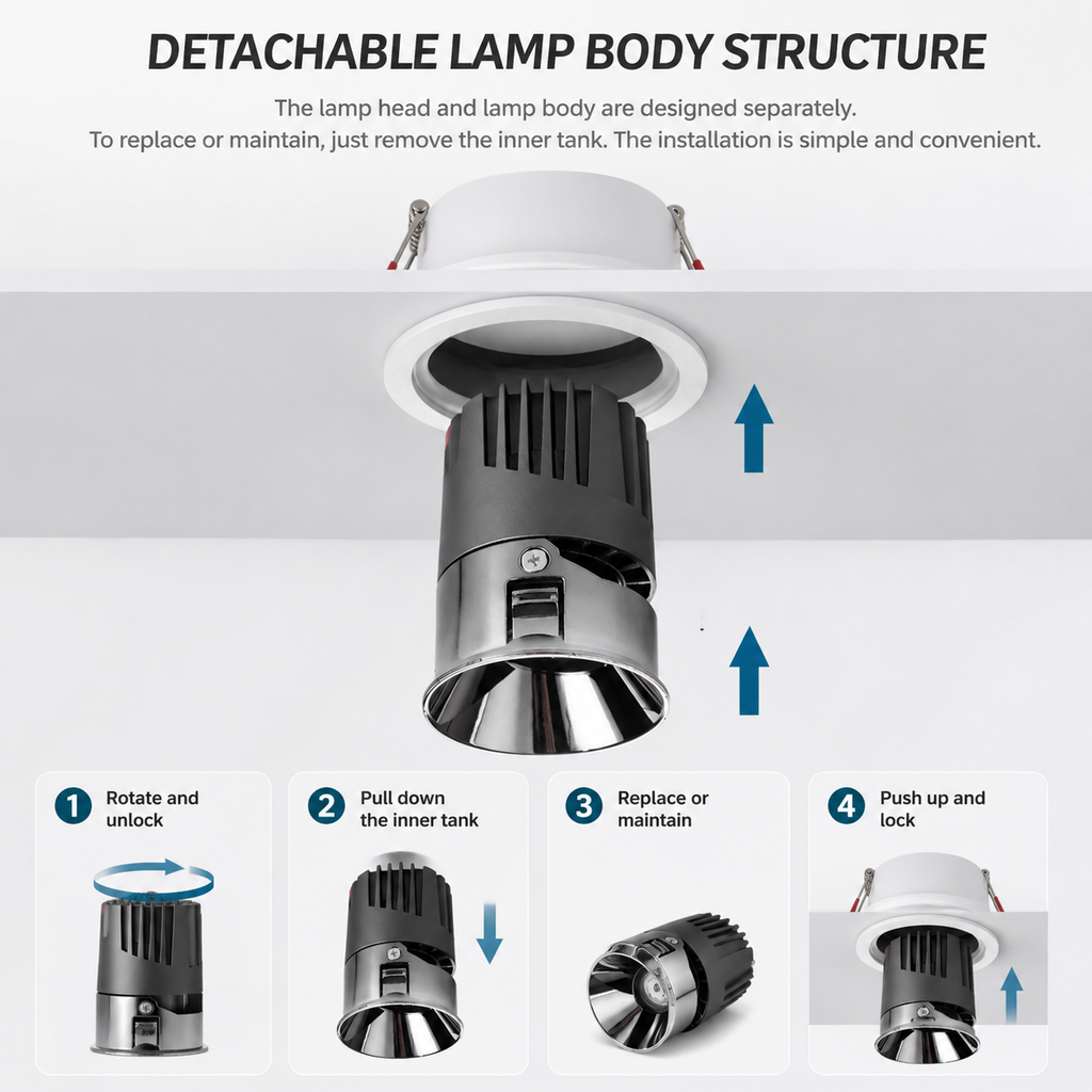 Anti-Glare LED Recessed Downlight CRI95 COB Spotlight