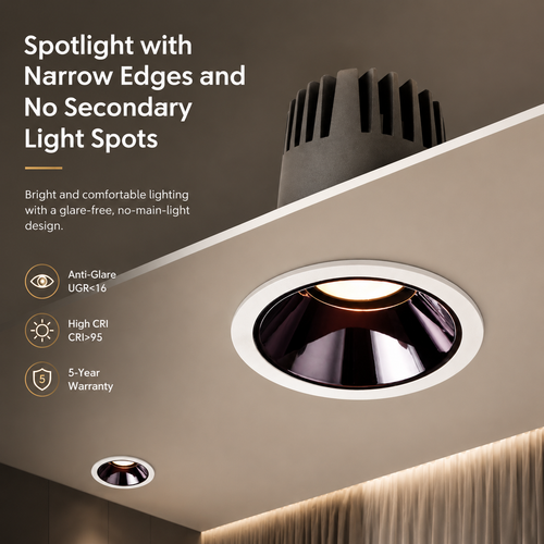 Anti-Glare LED Recessed Downlight CRI95 COB Spotlight