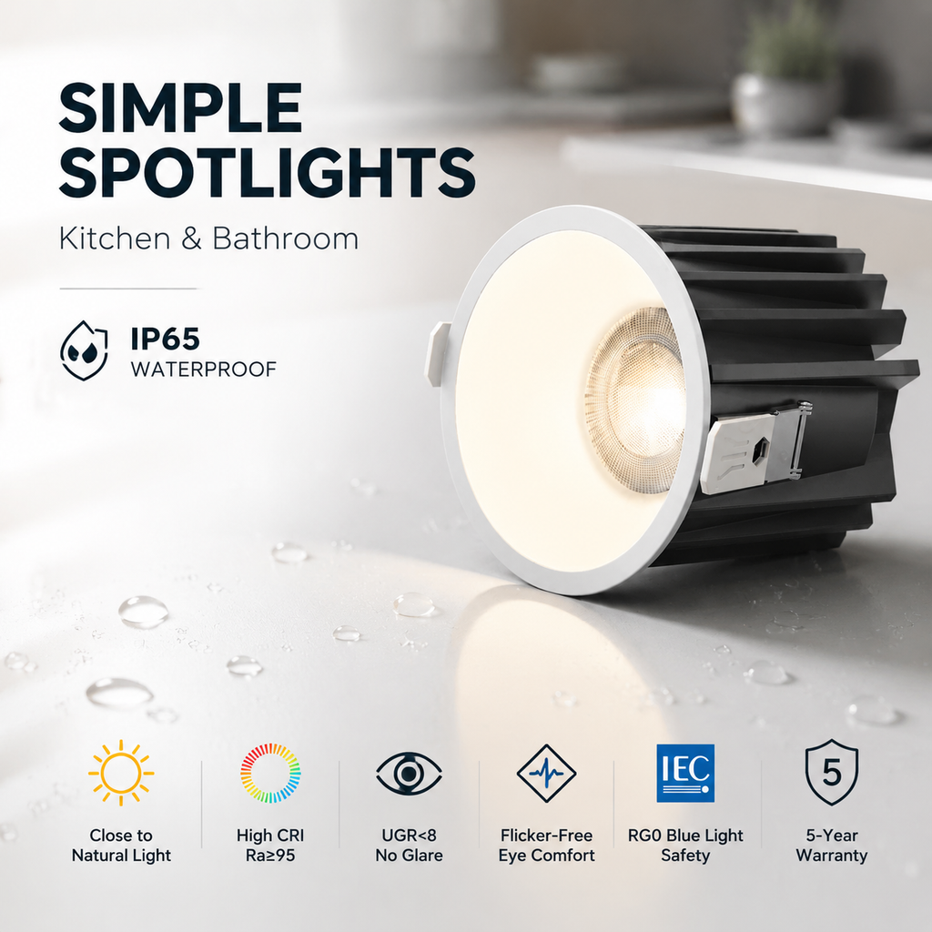 Waterproof LED Downlight IP65 for Bathroom – Modern Ceiling Lighting