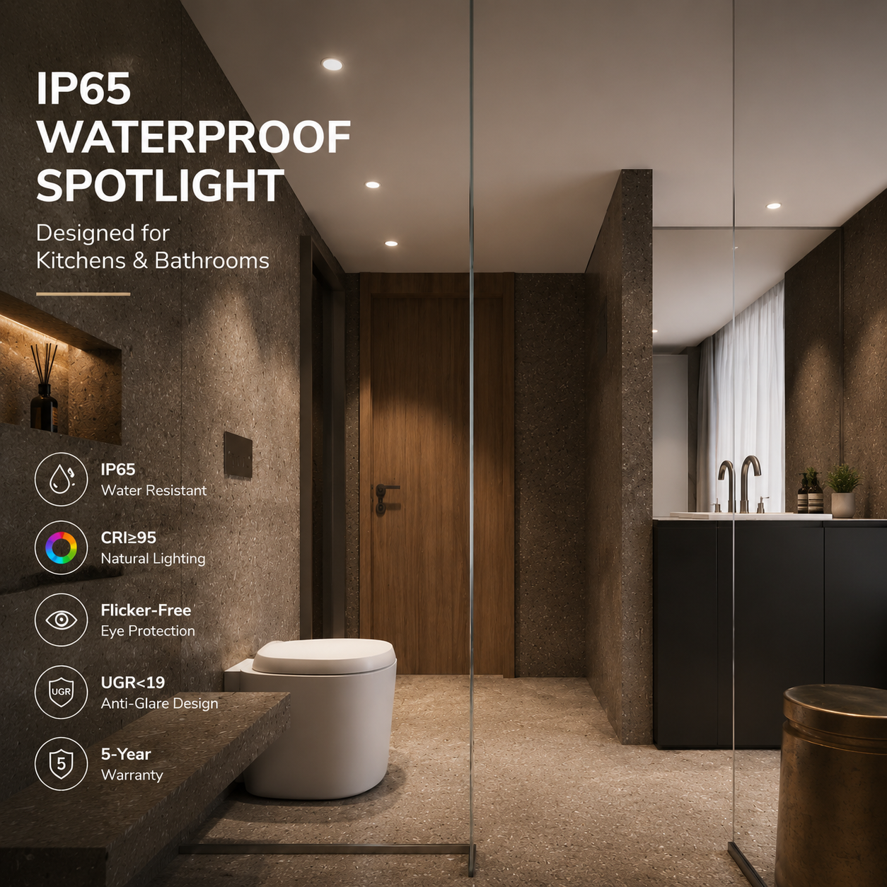 Waterproof LED Downlight IP65 for Bathroom – Modern Ceiling Lighting