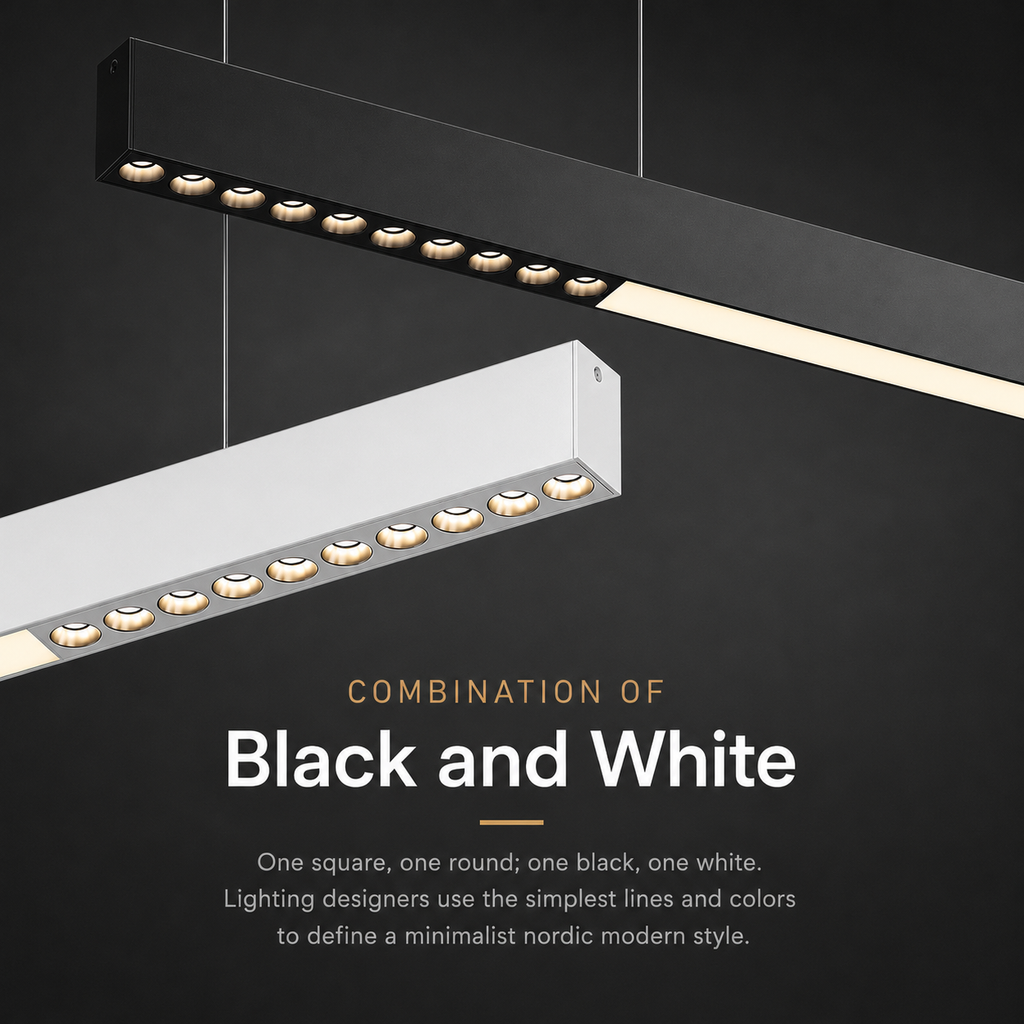 Minimalist Matte Black Linear Chandelier | 1M Architectural Light