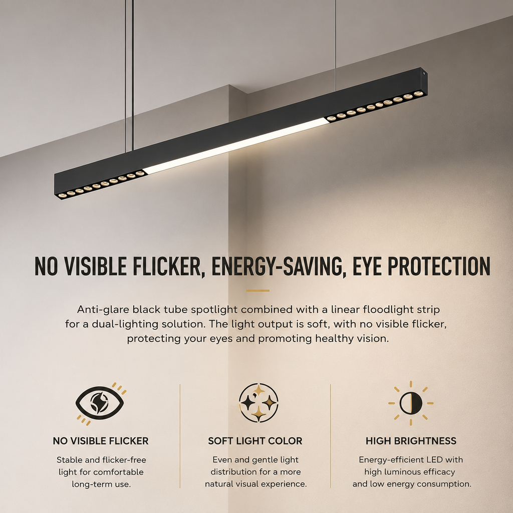 Minimalist Matte Black Linear Chandelier | 1M Architectural Light
