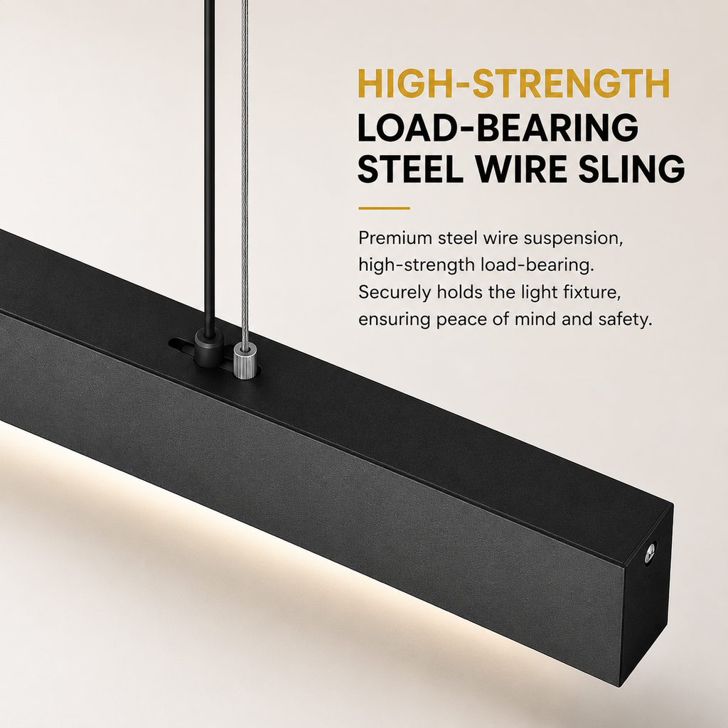 Minimalist Matte Black Linear Chandelier | 1M Architectural Light