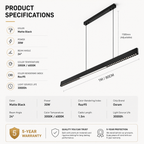 Minimalist Matte Black Linear Chandelier | 1M Architectural Light