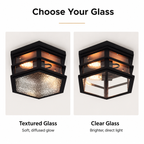 intage Hexagonal Glass Flush Mount Ceiling Light