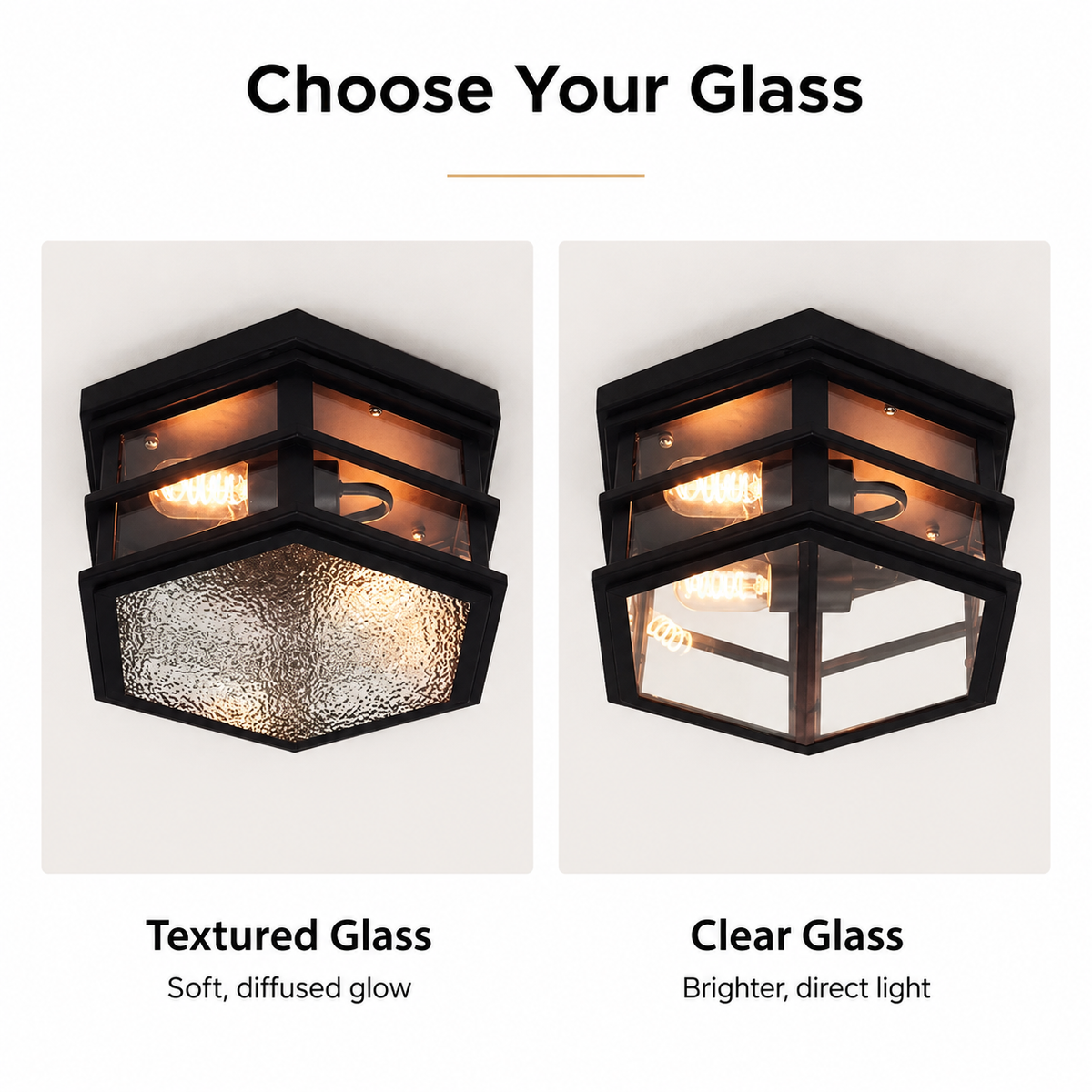 intage Hexagonal Glass Flush Mount Ceiling Light