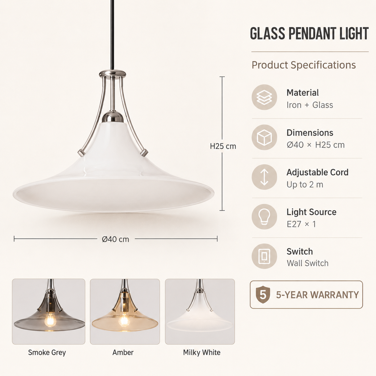 Minimalist Frosted Glass Pendant Light | Modern Ambient Lamp