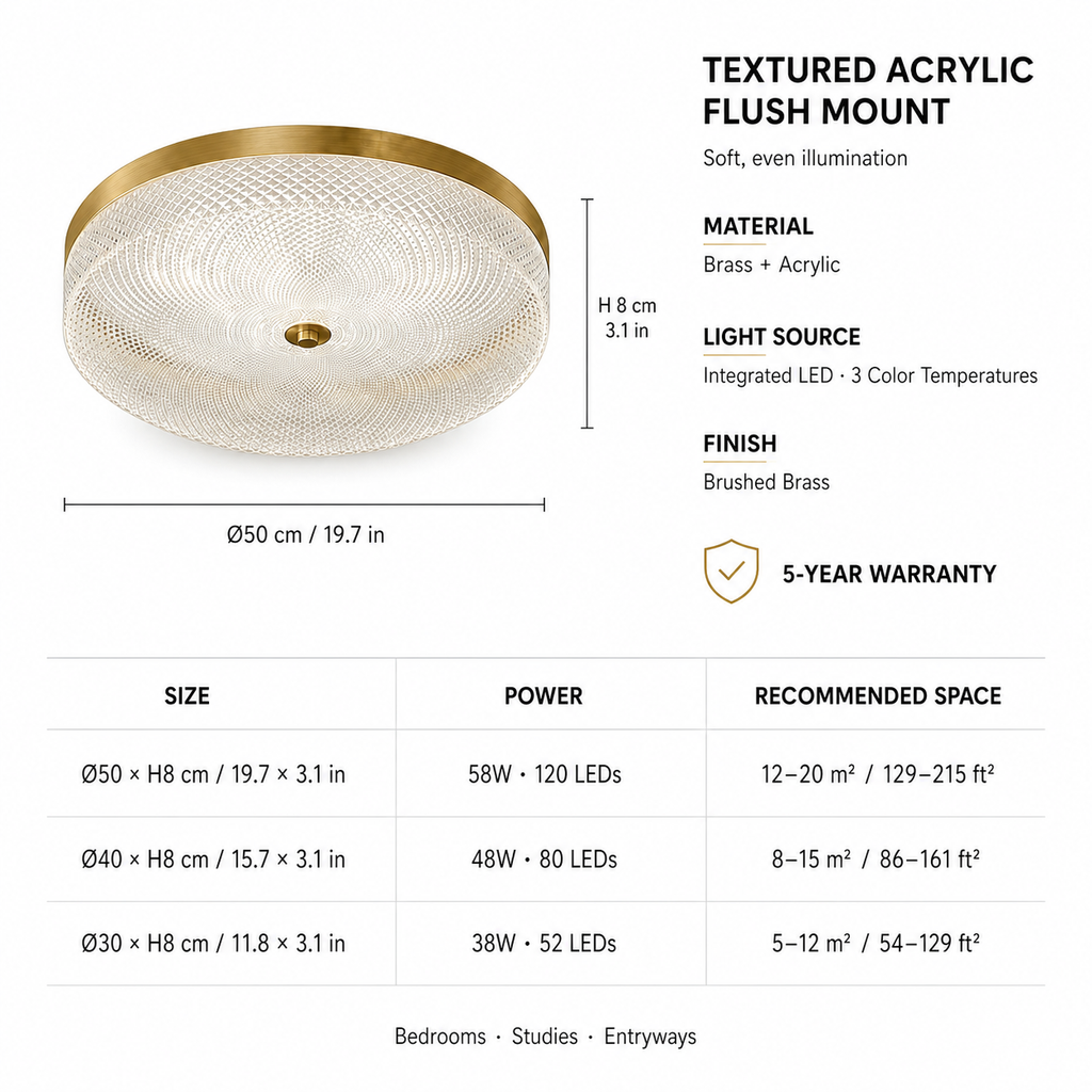 Modern Brass Dimmable LED Ceiling Light with Remote Control