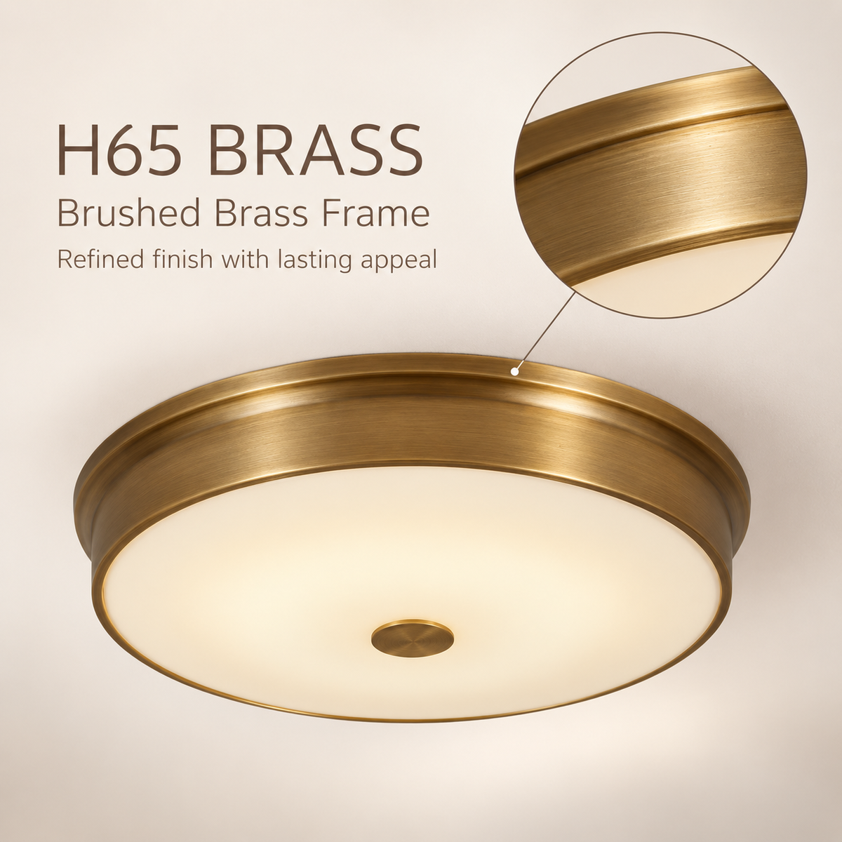 H65 Brass LED Flush Mount Ceiling Light – 24W/36W